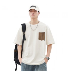 2024 Tempo Libero Sciolto T-Shirt Girocollo Cotone Tasca Uomini - XZ2626