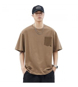 2024 Tempo Libero Sciolto T-Shirt Girocollo Cotone Tasca Uomini - XZ2626