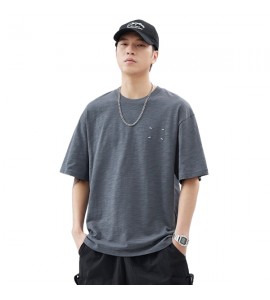 2024 Cotone T-Shirt Semplice Ricamate Girocollo Sciolto Uomini - XZ2683