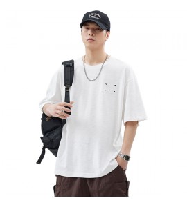 2024 Cotone T-Shirt Semplice Ricamate Girocollo Sciolto Uomini - XZ2683