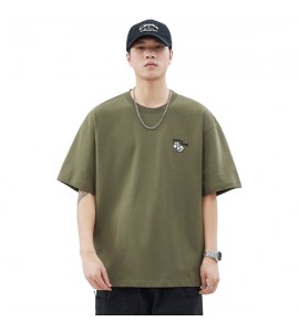 2024 Cotone Ricamate T-Shirt Semplice Girocollo Sciolto Uomini - XZ6272