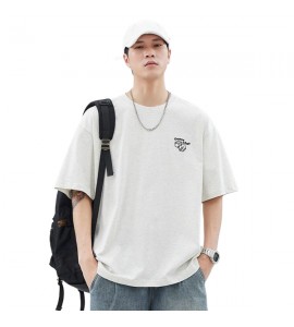 2024 Cotone Ricamate T-Shirt Semplice Girocollo Sciolto Uomini - XZ6272