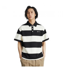 2024 A Righe Polo Sciolto Tempo Libero Con Colletto Risvoltato - NDP7017