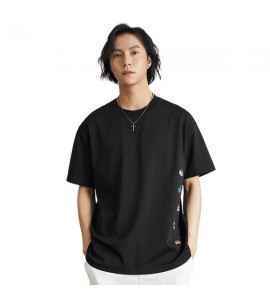 2024 Retro T-Shirt Sciolto Ricamate Girocollo Tempo Libero Uomini - AG8653