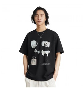 2024 Stampate T-Shirt Tempo Libero Sciolto Girocollo Uomini - ZW0502