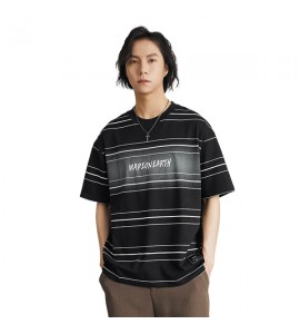 2024 A Righe T-Shirt Girocollo Sciolto Tempo Libero Ricamo Uomini - XB7130