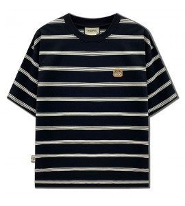 2024 Ricamo A Righe T-Shirt Sciolto Girocollo Tempo Libero Uomini - ZW0516