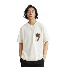 2024 Sottile e Leggero Ricamo T-Shirt Semplice Tempo Libero Girocollo Uomini - XB7150